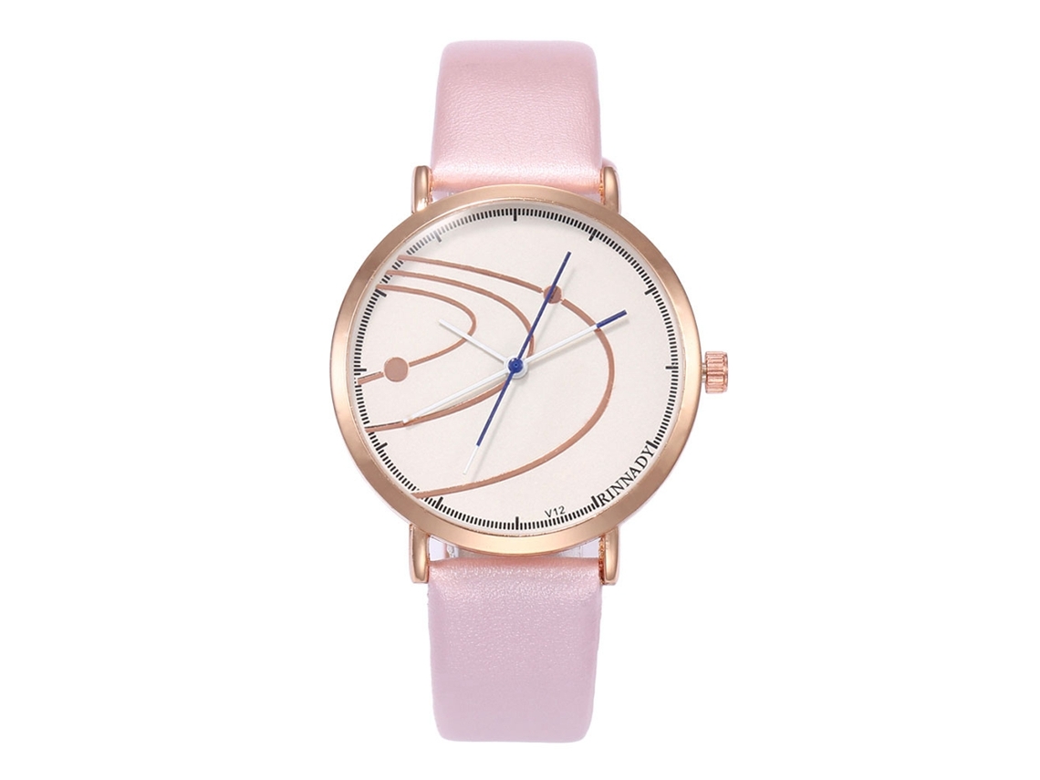 Reloj Analógico De Cuarzo Moderno Unisex De Cuero Pu Para Ocio (rosa)