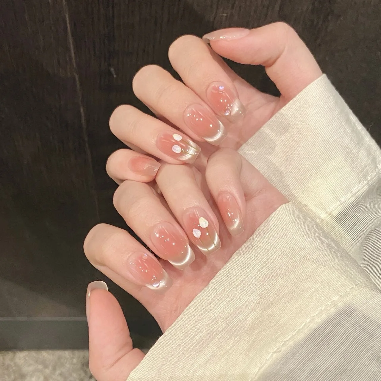 (155-l) Paquete De 10 Pegatinas Para Uñas Postizas Con Estampado Floral Hechas A Mano.