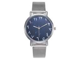 Reloj De Pulsera Analógico De Cuarzo Moderno Unisex Con Esfera Redonda Plateada