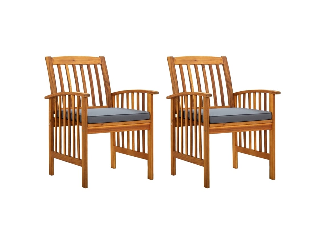 Sillas de comedor de jardín de dos piezas DKD Home Decor con cojines de acacia maciza