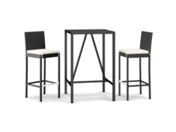 Maison Exclusive - Mesa Y Taburetes Altos Jardín 3 Piezas Y Cojines Ratán Pe Negro