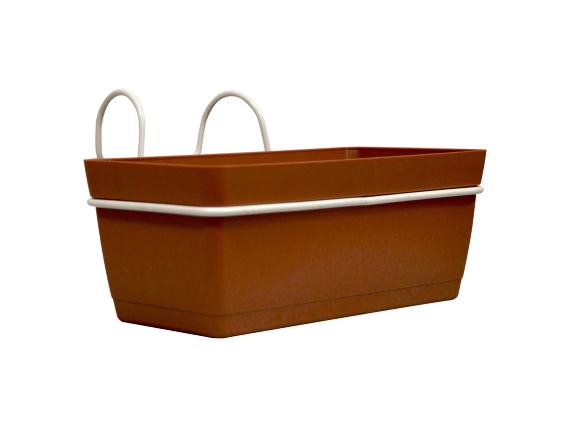 3 Jardineras 22 cm con Ganchos de Polipropileno - Terracota - ARTPLAST