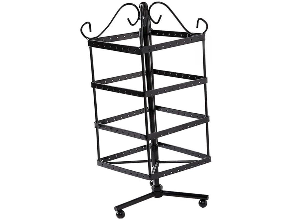 Soporte Giratorio Cuadrado De Hierro Negro Para Exhibición De Joyas, Práctico Y Duradero Para Guardar Joyas.