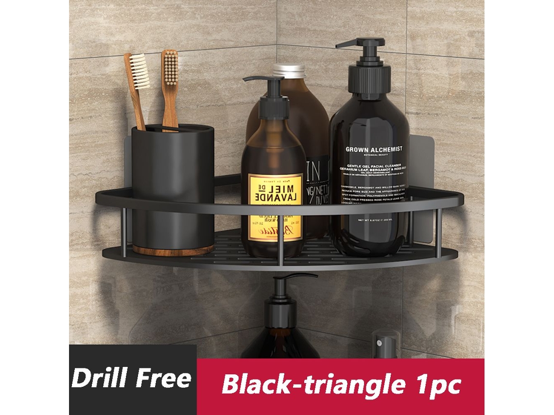 Organizador de baño de esquina para ducha, estante triangular negro Jortmrd