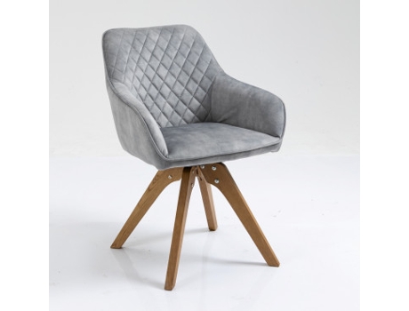 2 Conjunto de sillas de comedor Gleb gris tela metal 59x60x86 cm giratorias con estructura de madera maciza gris CASA VITAL