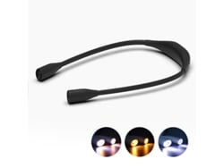 Linterna De Lectura Led Recargable Para El Cuello, 3 Tonos De Luz, Color Negro, Ideal Para Leer De Noche.
