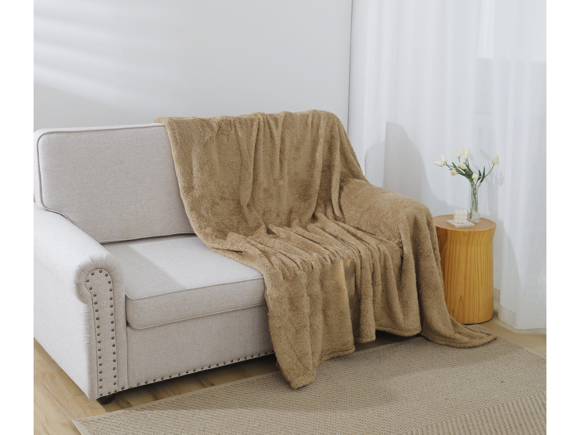 Manta de algodón ultra suave marrón claro 160*220cm-BOD HOME