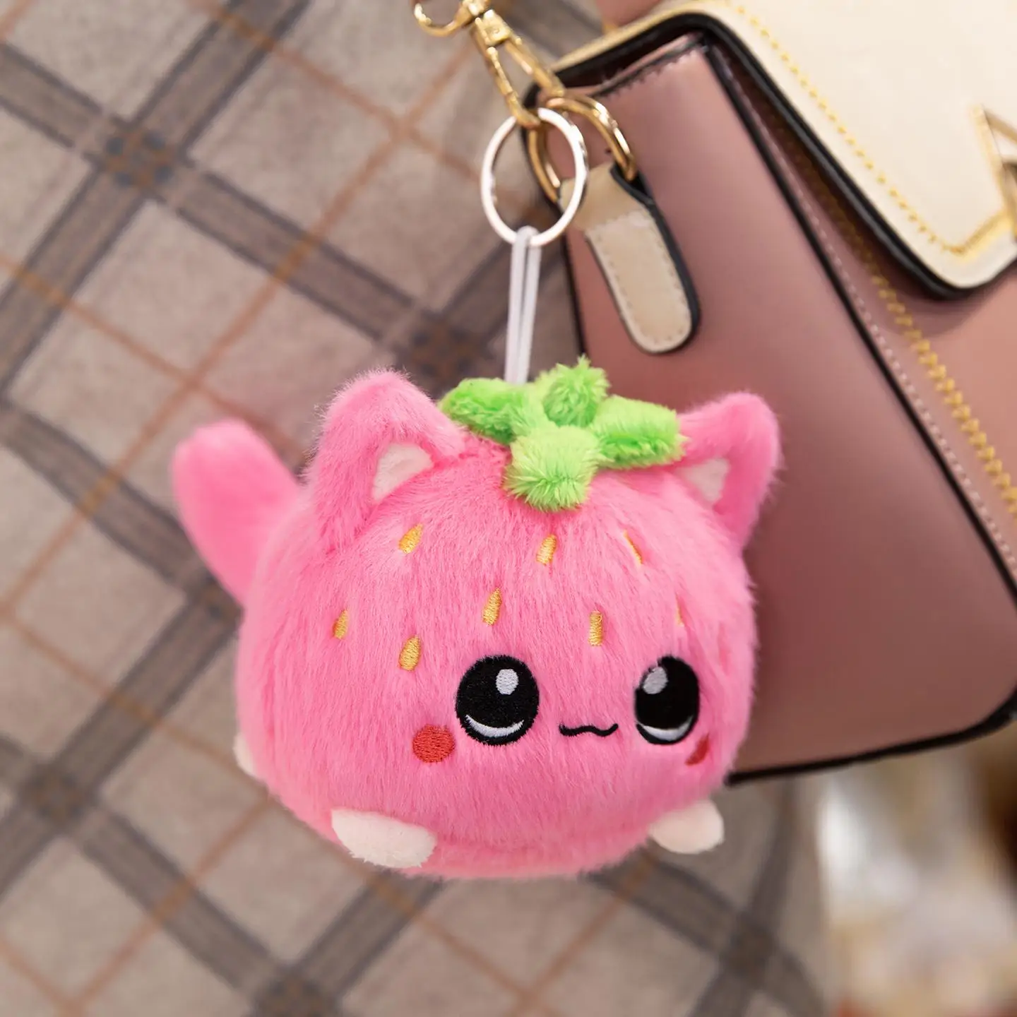 (10 Cm) Peluche Adorable De Gato Fresa - Regalo De Cumpleaños Para Niños