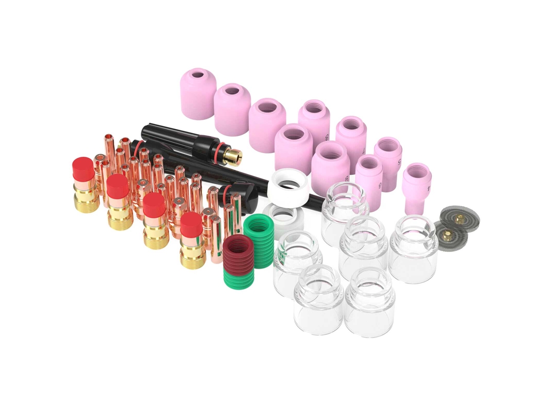 Kit De 71 Piezas: Lentes De Gas, Boquillas Cerámicas Y Pinzas Para Antorcha De Soldadura Tig Wp-17/18/26
