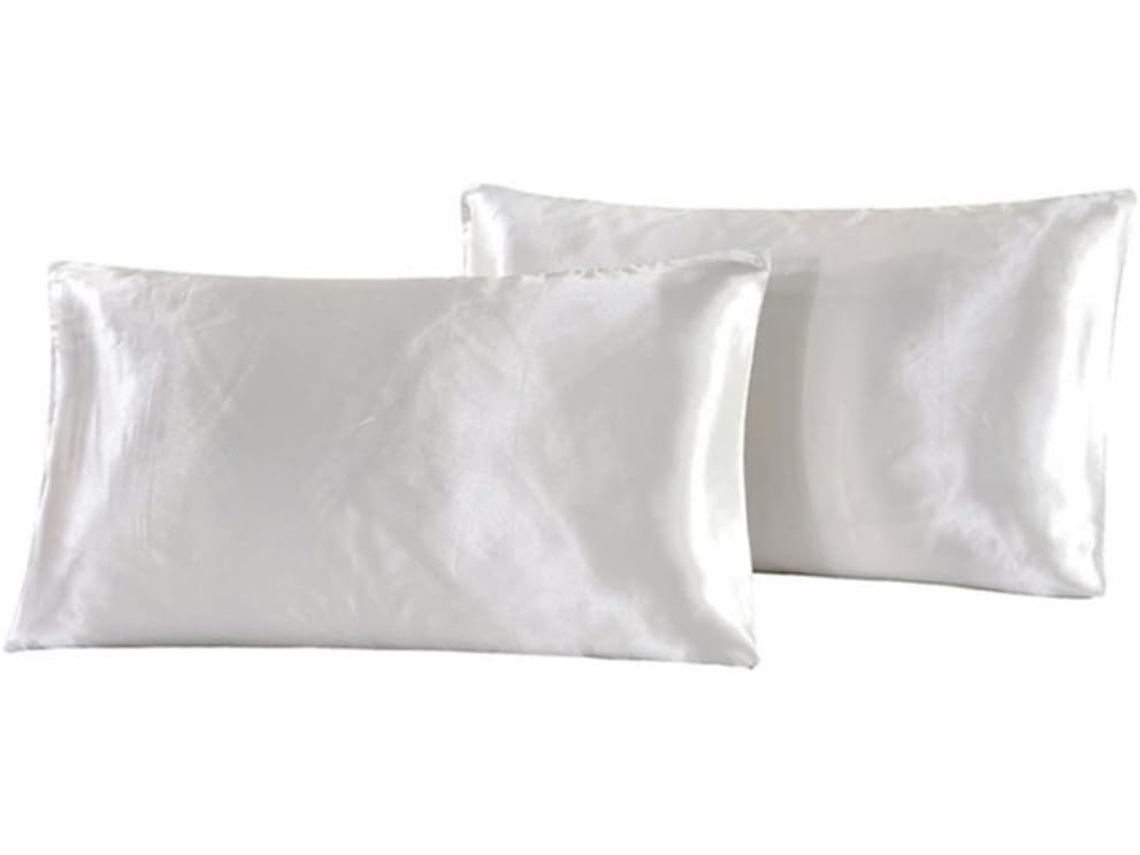 Cojín De Satén Seda Suave, Blanco, Funda Almohada