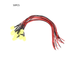 50 Piezas 12v 8mm Led Bombillas De Color Amarillo Con Cable 20cm 26awg Para Componentes Electrónicos Industriales