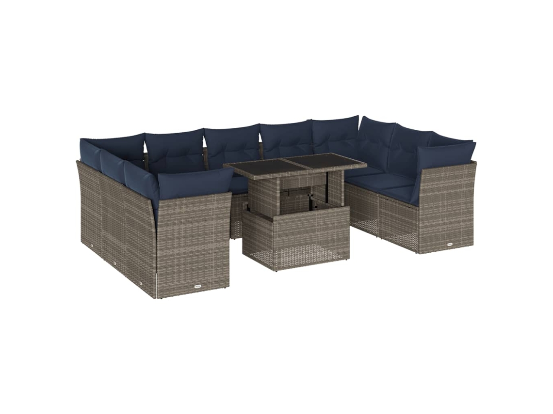 Maison Exclusive - Conjunto De Sofá De Jardín De 10 Piezas Con Cojines, Poliratán Gris