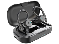 Auriculares Bluetooth totalmente inalámbricos con estuche de carga resistente al agua IPX7 BE1032 Negro