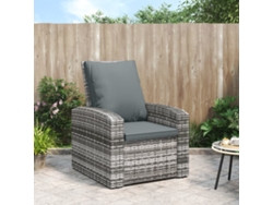 Silla de jardín reclinable gris con cojines DKD Home Decor
