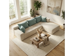 Coco Living Sofá De Salón Luna Blanco 3 Plazas - Pana Acanalada - Blanco Verde Salvia Derecha