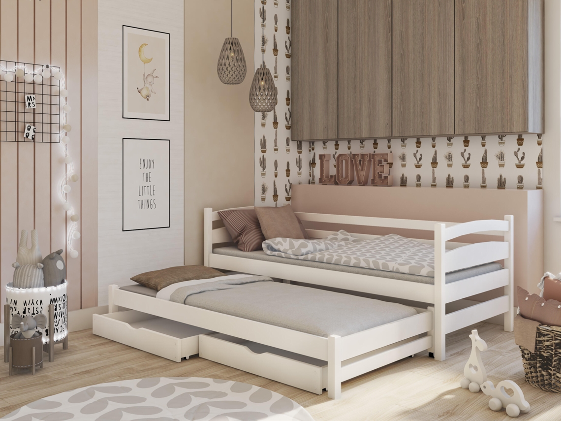 Cama Infantil FURNLUX Classic Tosia (Blanco, Madera Maciza - 98X208X71 Cm / 90X200 Cm)