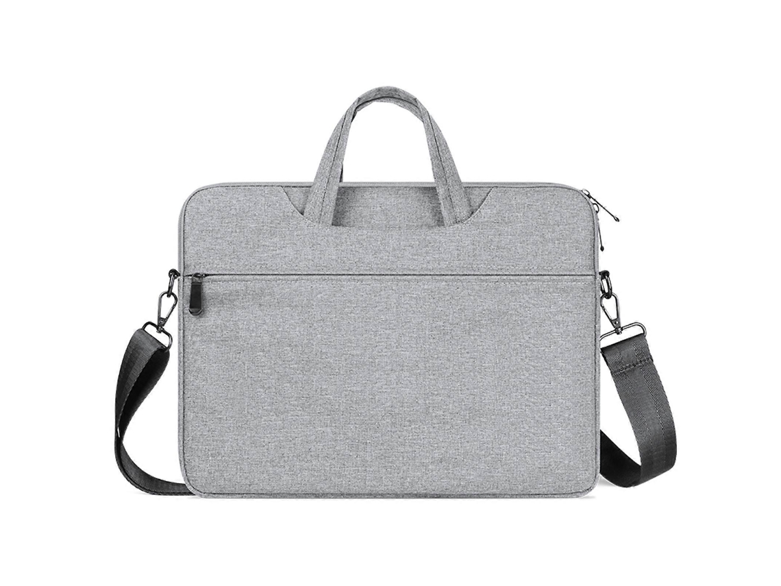 Elegante bolso bandolera unisex para portátil de 15,6 a 16 pulgadas, interior acolchado de terciopelo, bolsillos, gris.