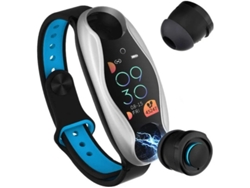 Reloj inteligente con auriculares Bluetooth, auriculares inalámbricos TWS con larga duración de batería, para hombres y mujeres (azul)
