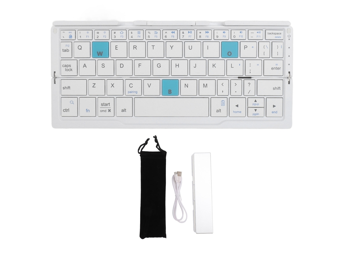 Teclado Bluetooth Portátil Plegable De Tamaño Bolsillo Con Soporte, Aluminio Ligero, Silencioso, Compatible Con Ios, Android Y Windows.