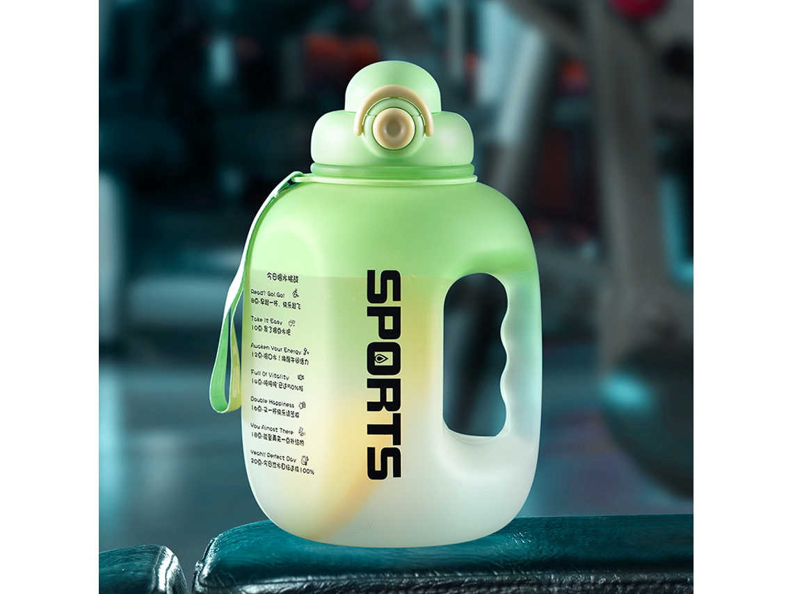 Botella deportiva con tapa, portátil, de plástico, apta para microondas. Mdug (verde, 2,5 l)