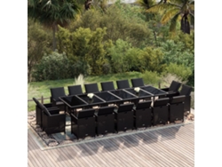 Juego de comedor de jardín de 17 piezas con cojines de mimbre negros de DKD Home Decor