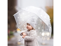 Paraguas Transparente Para Niños Con Mango De Fácil Agarre, Burbujas, Resistente Al Viento Y Pequeñas Estrellas.
