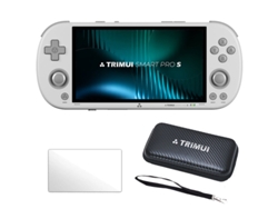 Consola Retro Szsmart Trimui Smart Pro S De 4,96" Ips Linux Wifi Bt 30+ Simuladores 256gb Con 16000 Juegos + Bolsa + Cristal Templado - Blanco