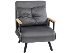 Sofá Cama Individual Plegable Silla Cama Convertible 4 En 1 Respaldo Ajustable De 5 Niveles Y Almohada 63x73x81 Cm Gris