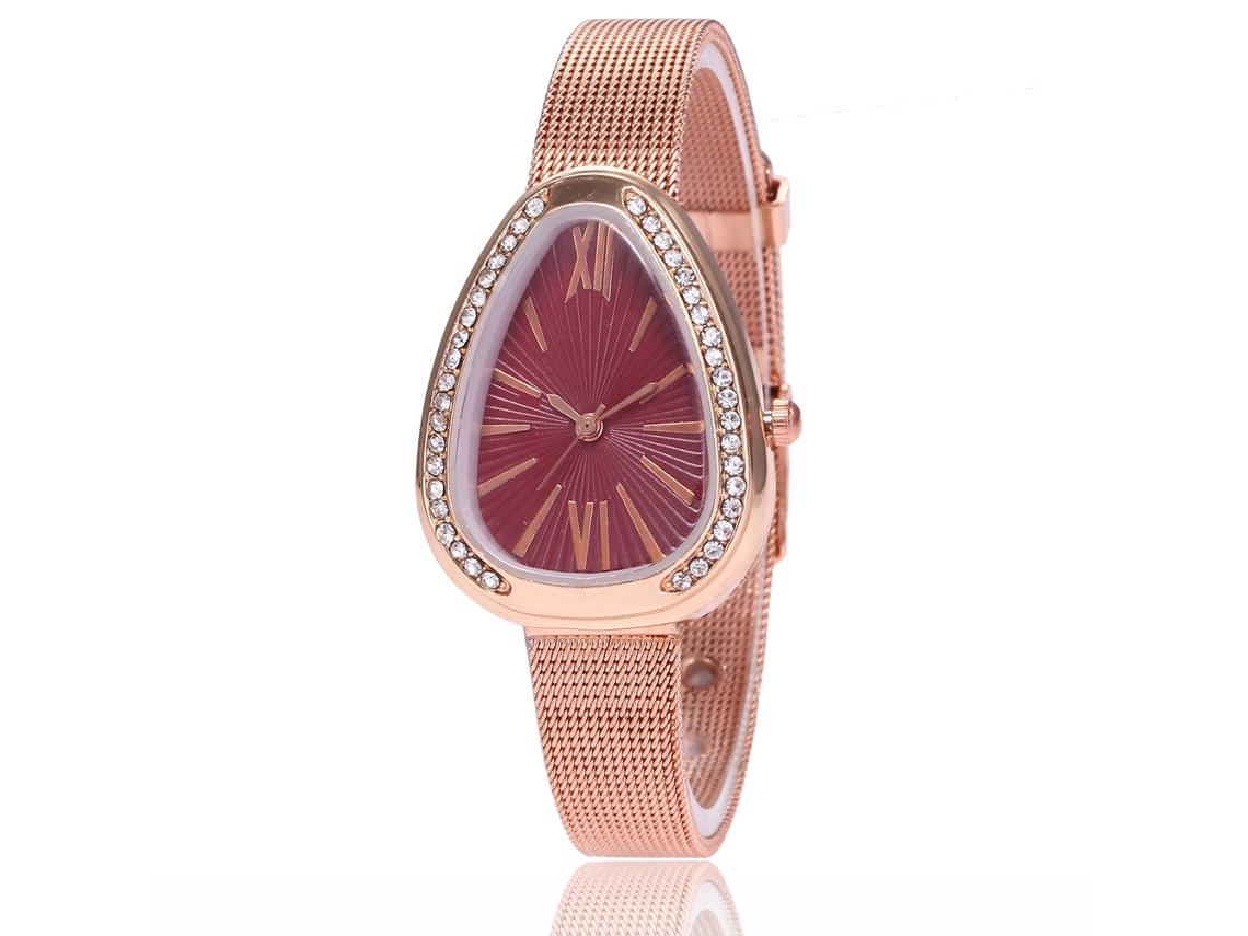 Reloj Casual Unisex Zlf0654-w Con Correa De Malla Y Movimiento De Cuarzo Rosa Claro.