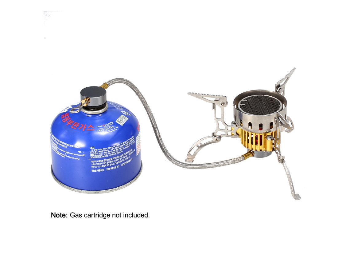 Estufa de gas portátil ultraligera para acampar, resistente al viento