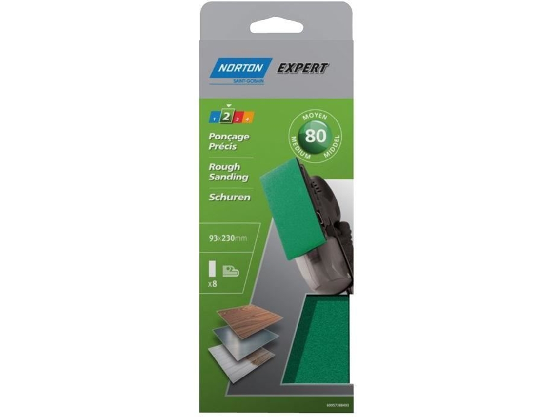 Norton Expert Skate Grit Sin Perforar 93x230 80 x 8 Piezas
