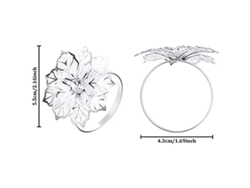Anillos Para Servilletas Florales De Plata Con Piedras Falsas, 12 Piezas Para Decoración De Mesa En Bodas Y Navidad