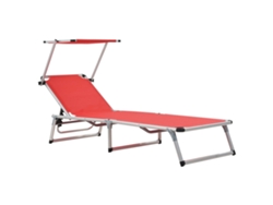 Tumbonas Plegables con Techo 2 unidades Aluminio/Textileno Rojo