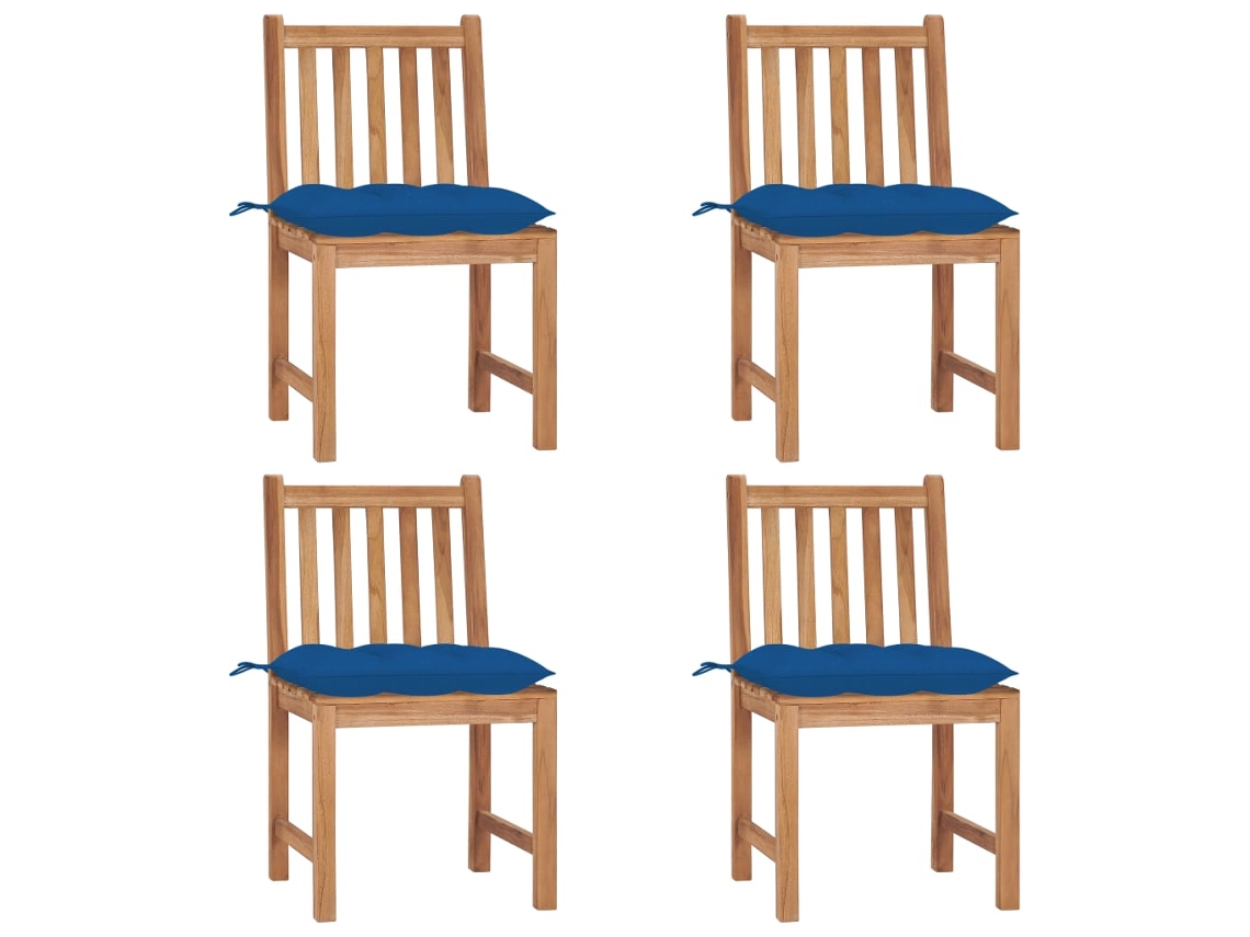 Sillas de jardín DKD Home Decor de 4 piezas con cojines, madera maciza de teca