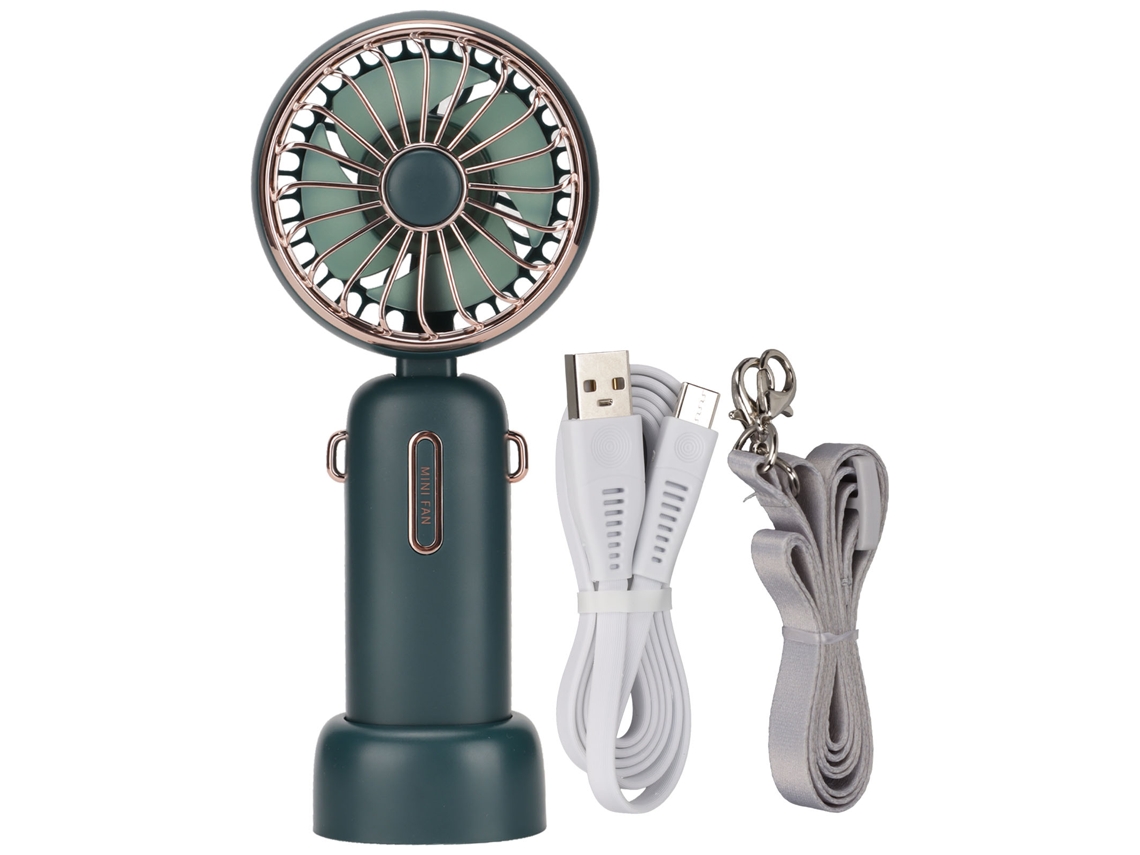Ventilador Portátil De Mão 4800mah Pequeno Dobrável Ajustável Com Cordão Removível Para Mesa Viagem Verde