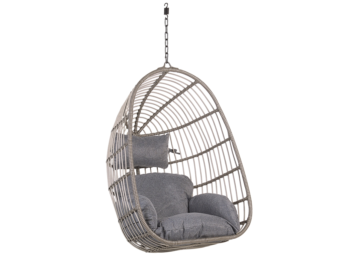 Silla colgante BELIANI Casoli de Ratán sintético Gris 84x70x113