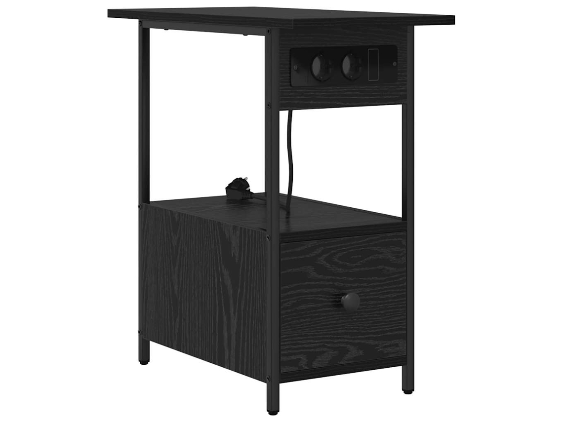 Mesita de noche de roble negro con cajón 60x30x61 cm MAISON EXCLUSIVE