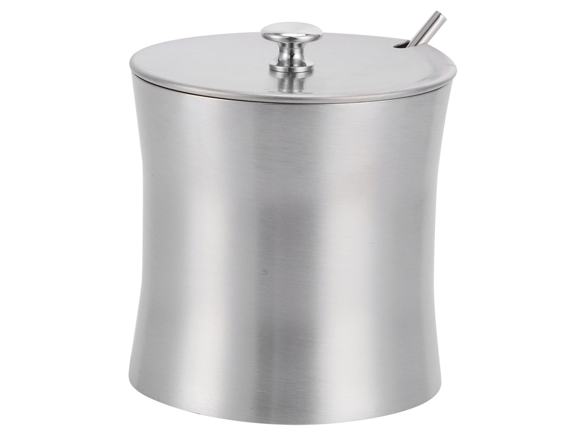 Tarro De Acero Inoxidable Para Especias Con Tapa Y Cuchara Para Condimentos, 375 Ml.