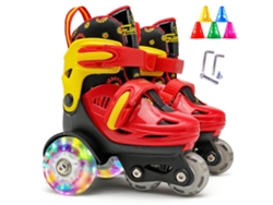 Rebe-patines De Cuadro Para Niños Niñas Con Talla Ajustable, Frenos Dobles Y Ruedas Luminosas 3 Puntos De Equilibrio