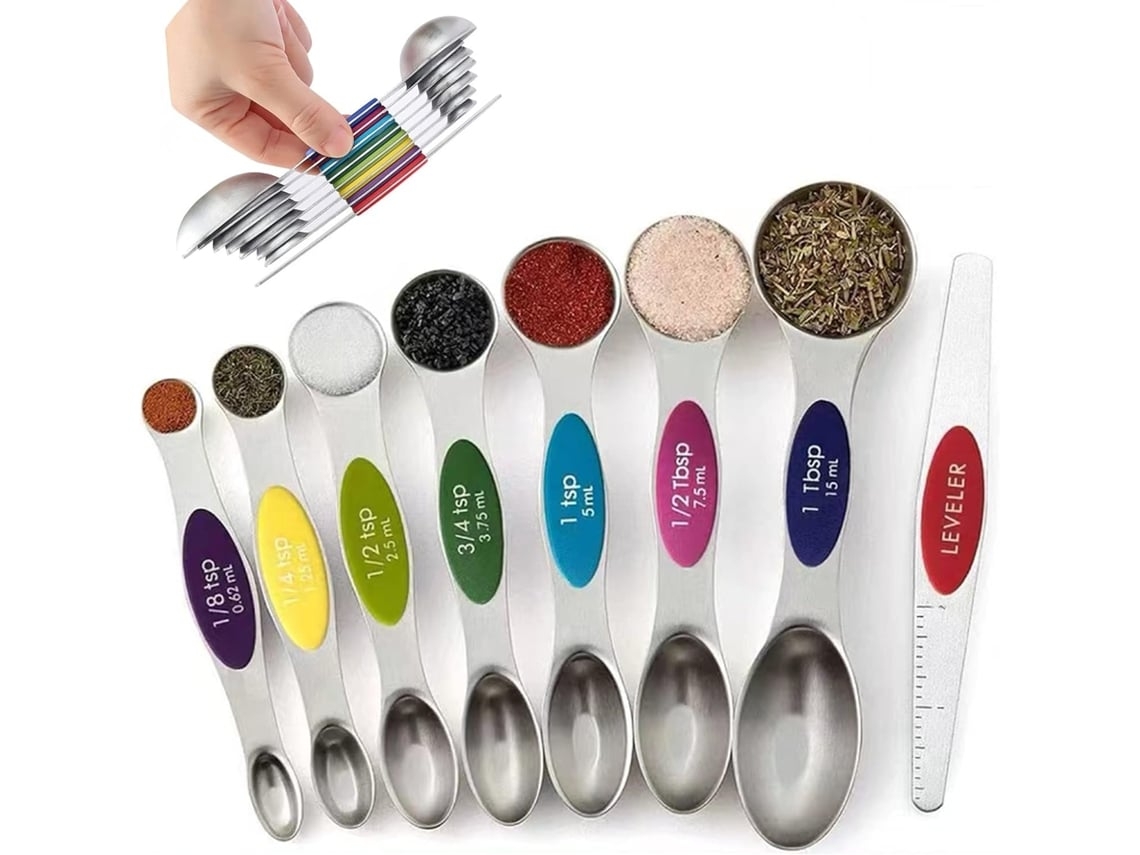 Juego de cucharas medidoras magnéticas de acero inoxidable Facpoet.