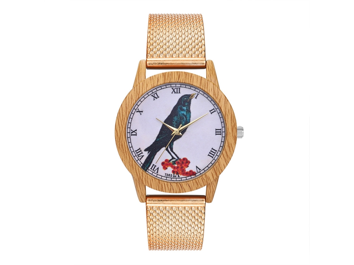Reloj De Pulsera Unisex Sencillo De Acero Con Malla Y Movimiento De Cuarzo En Oro Rosa.
