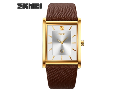 Relojes cuadrados para hombres,Reloj de negocios impermeable para hombres con calendario, esfera plateada y concha dorada LUUCOZK