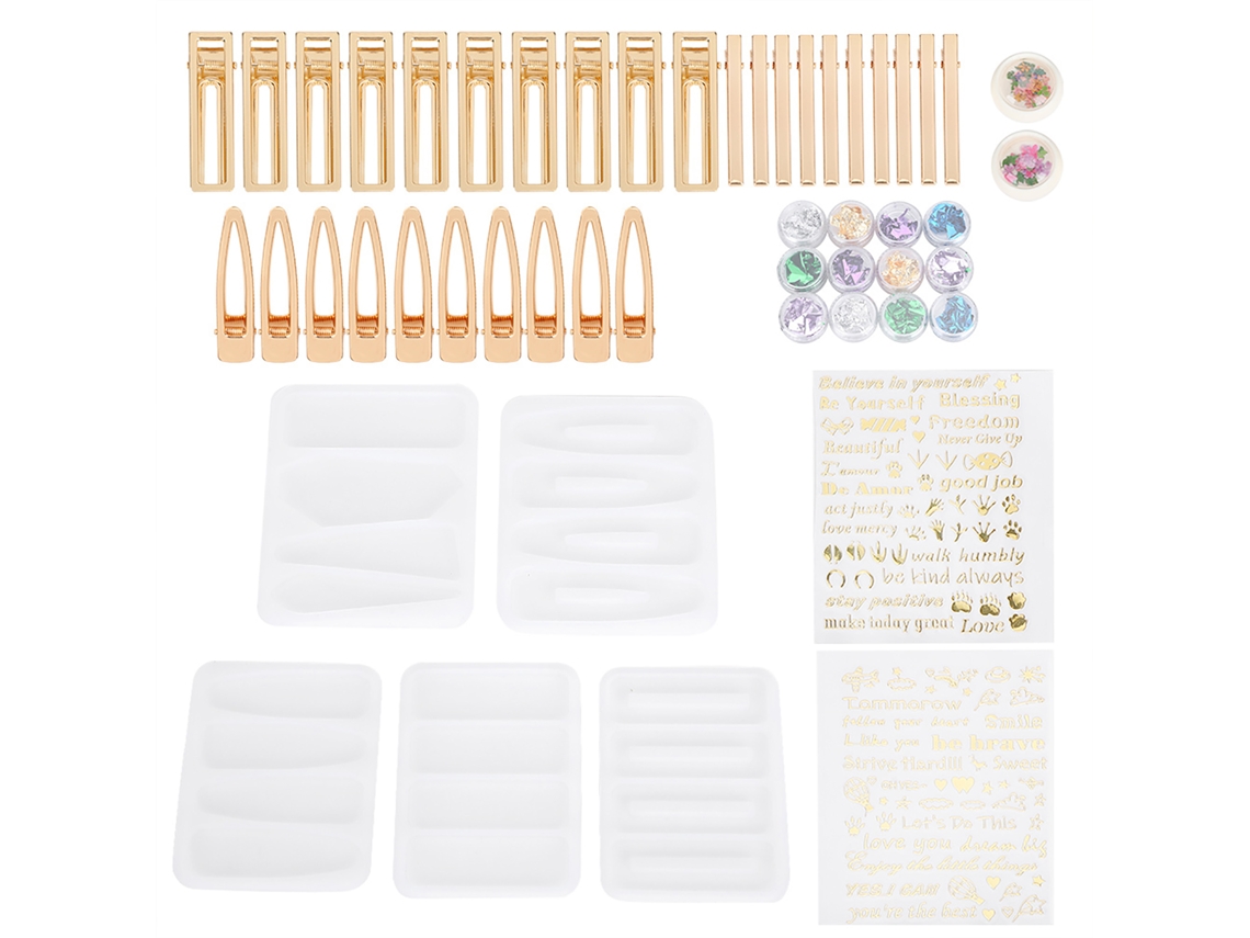 Kit Completo De Moldes De Silicona Para Pinzas De Pelo Con Resina Epoxi.