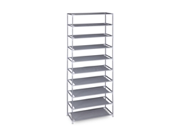 Zapatero Relaxdays con sistema de encaje, 10 niveles, capacidad para 30 pares de zapatos, alto, 150 x 62 x 28 cm (alto x ancho x profundidad), gris.