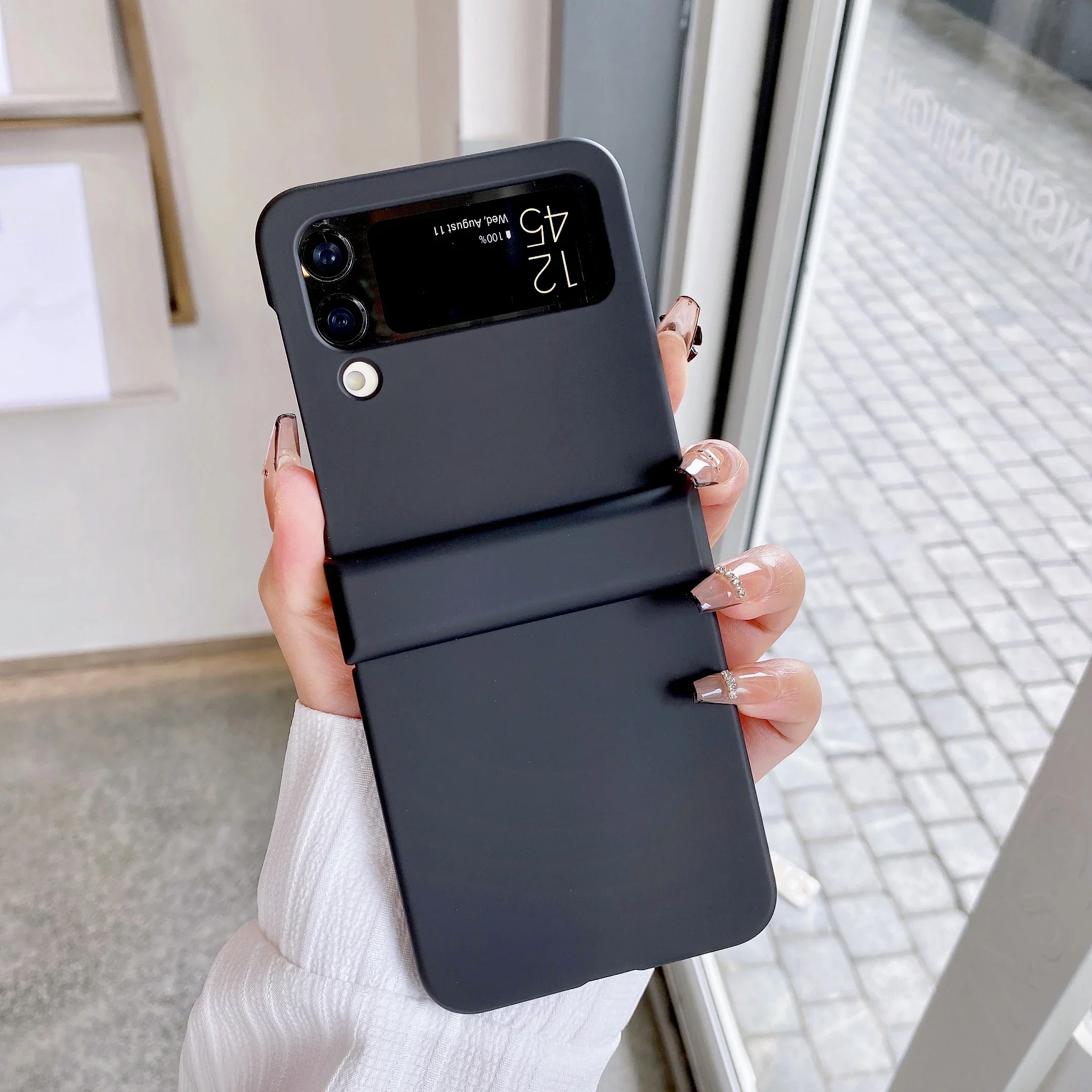 (negro, Galaxy Z Flip4) Funda Plegable Ultradelgada Y Rígida Para Teléfono, A Prueba De Golpes, Agradable Al Tacto Y Altamente Protectora.