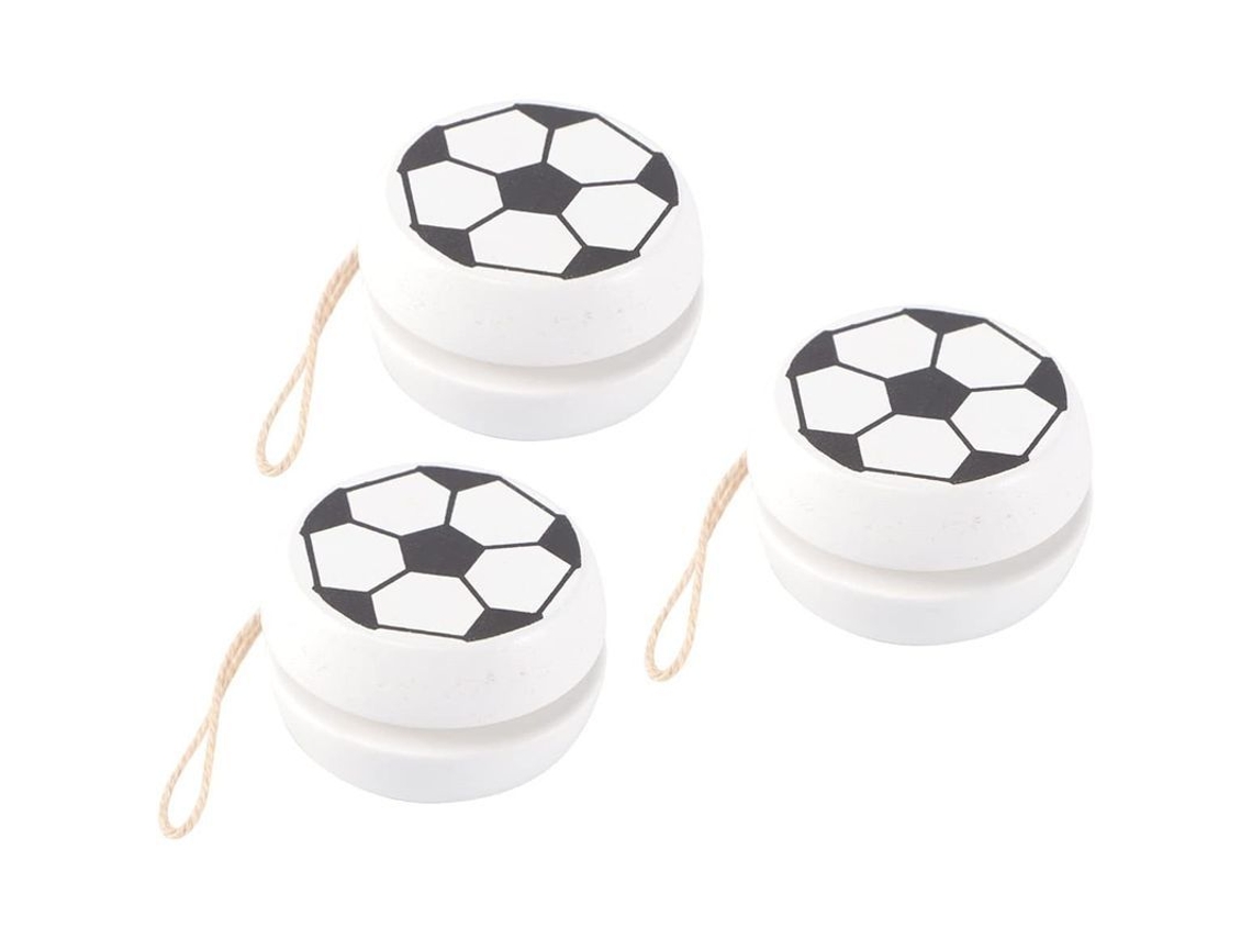 3 Yo-yos De Madera Para Niños, Juguetes Educativos, Diseño De Pelota De Fútbol, Color Blanco.