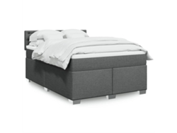 Cama Box Spring Con Colchón Tela Gris Oscuro 140x190 Cm