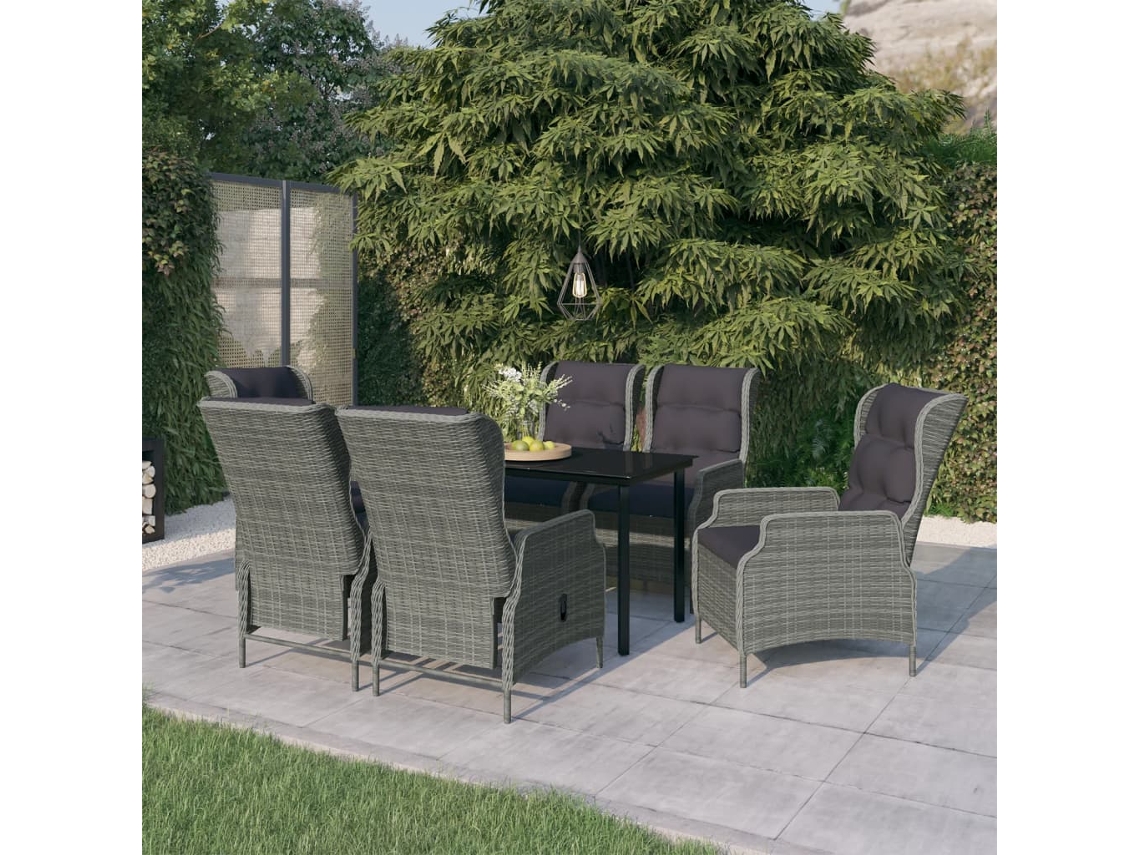Conjunto De 7 Peças De Jantar Para Jardim Cinzento Claro Dkd Home Decor
