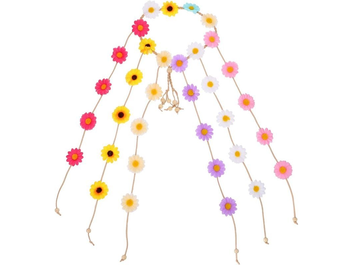 Tiara De Girasol Bohemia Con Borla De Margarita, Accesorio Floral Para El Cabello Para Mujer.