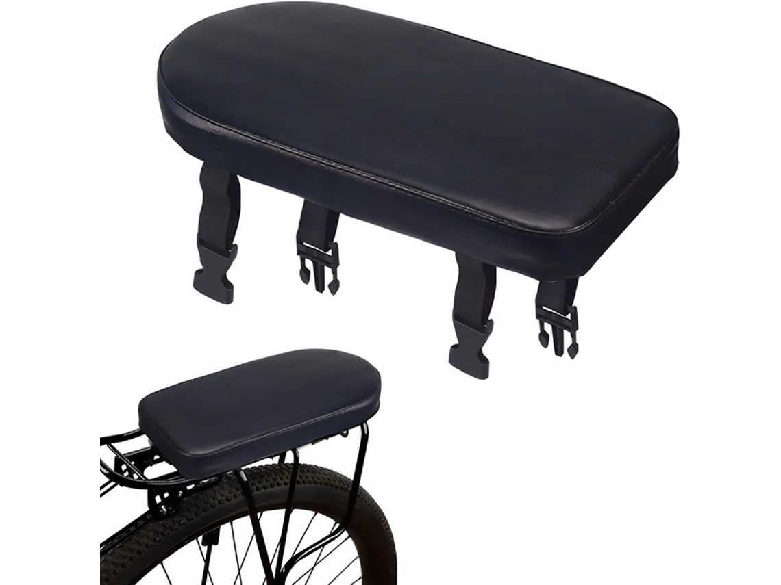 Asiento trasero universal acolchado para bicicleta Tommy01, cuero sintético negro